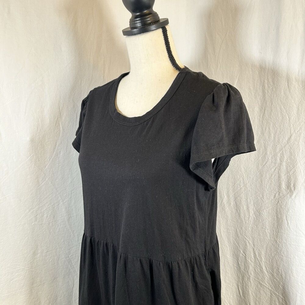 Time and Tru Dress Black Soot Tiered Cotton Casual Short Sleeve Pockets Size M - Picture 5 of 14